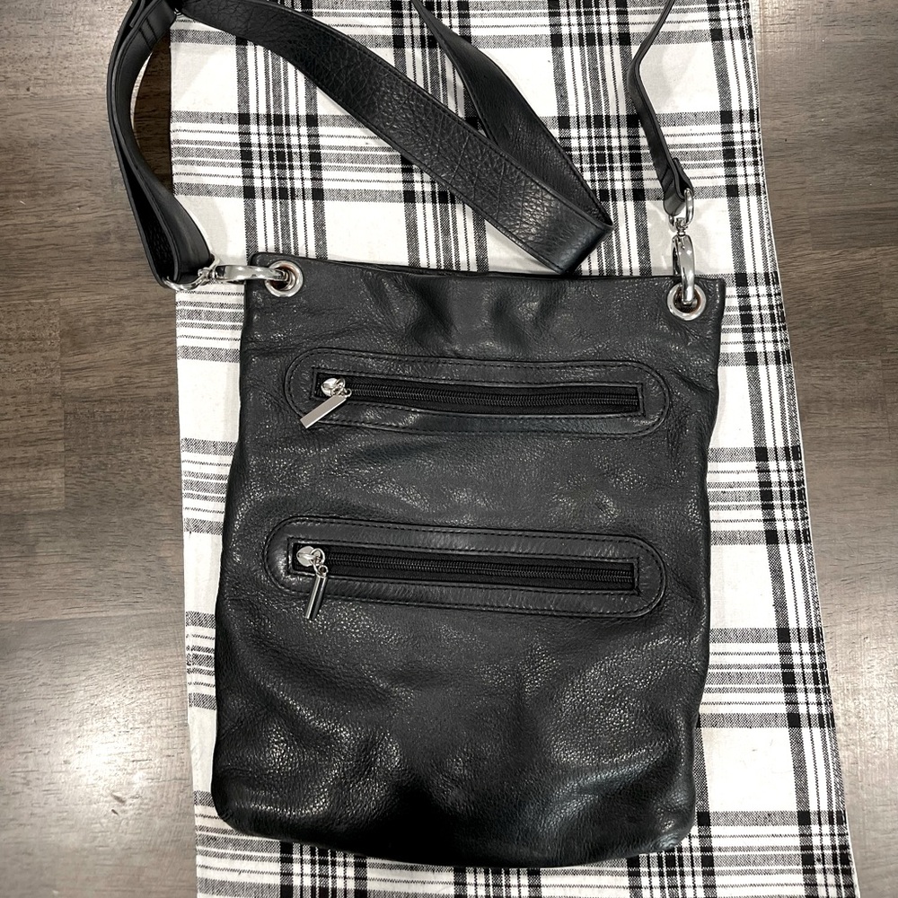 Margot Black Pebbled Leather Crossbody Purse